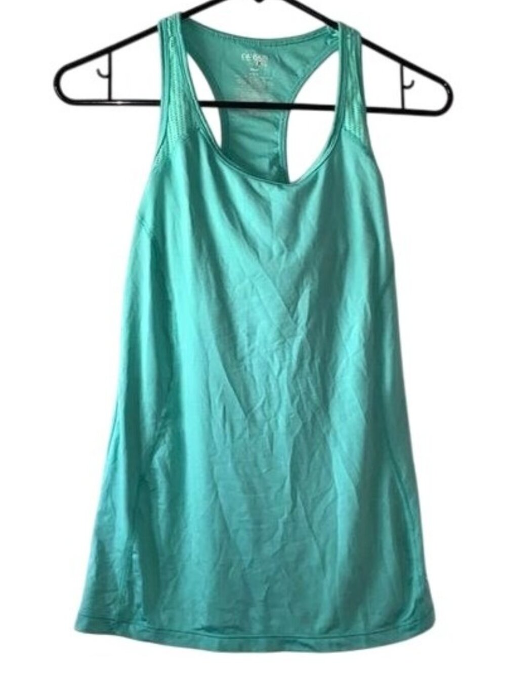 Danskin Now Womens Fitted Racerback Tank Top M Teal Polyester/Spandex Athletic W